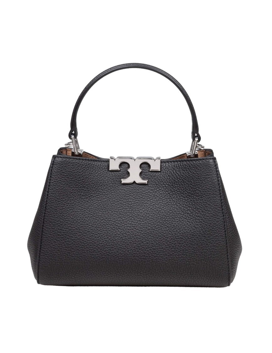 Tory Burch Eleanor Mini Satchel In Hammered Leather Black