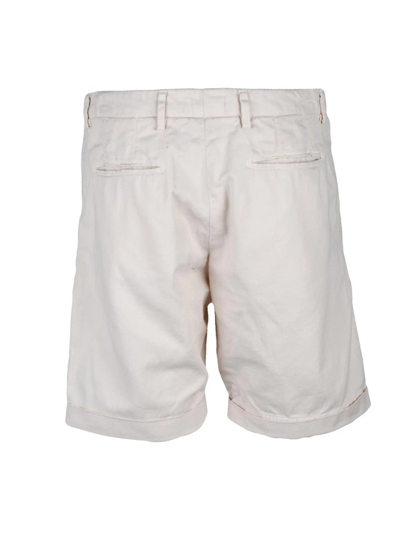 Giancarlo Desenzano White Cuffed Linen-Blend Shorts