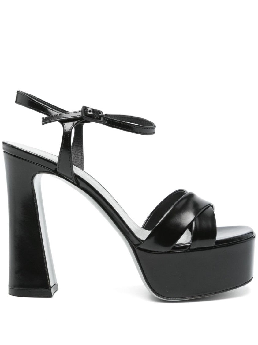 Roberto Festa Black Crossover Strap High Block Sandals