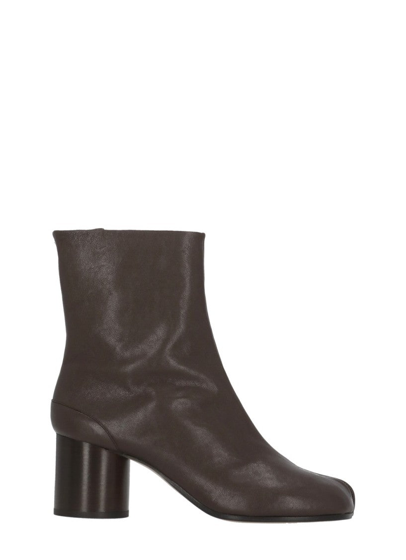 Maison Margiela Brown Tabi Cylindrical Heel Leather Boots