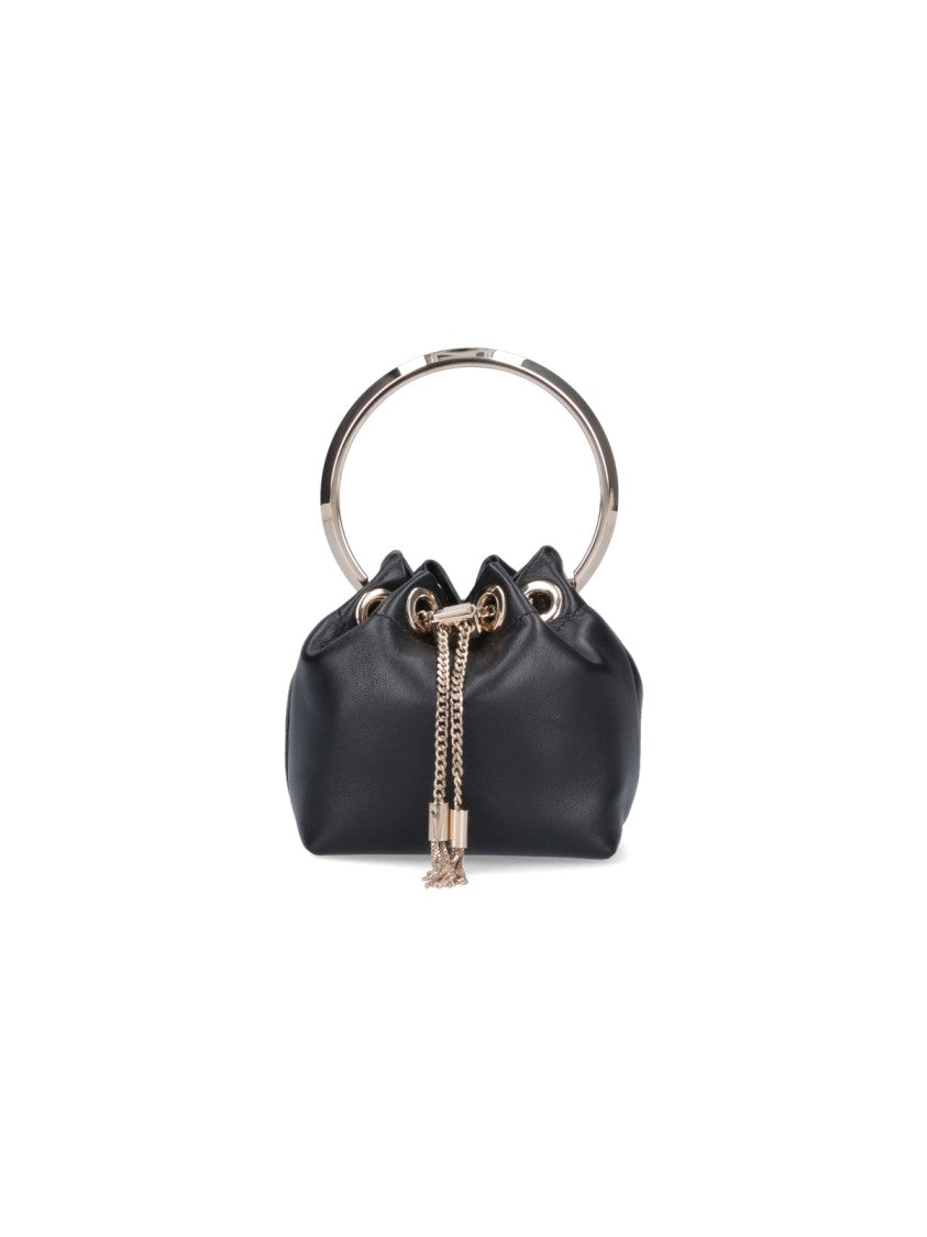 Jimmy Choo Gathered Leather Handbag With Gold-Tone Chain Tassels