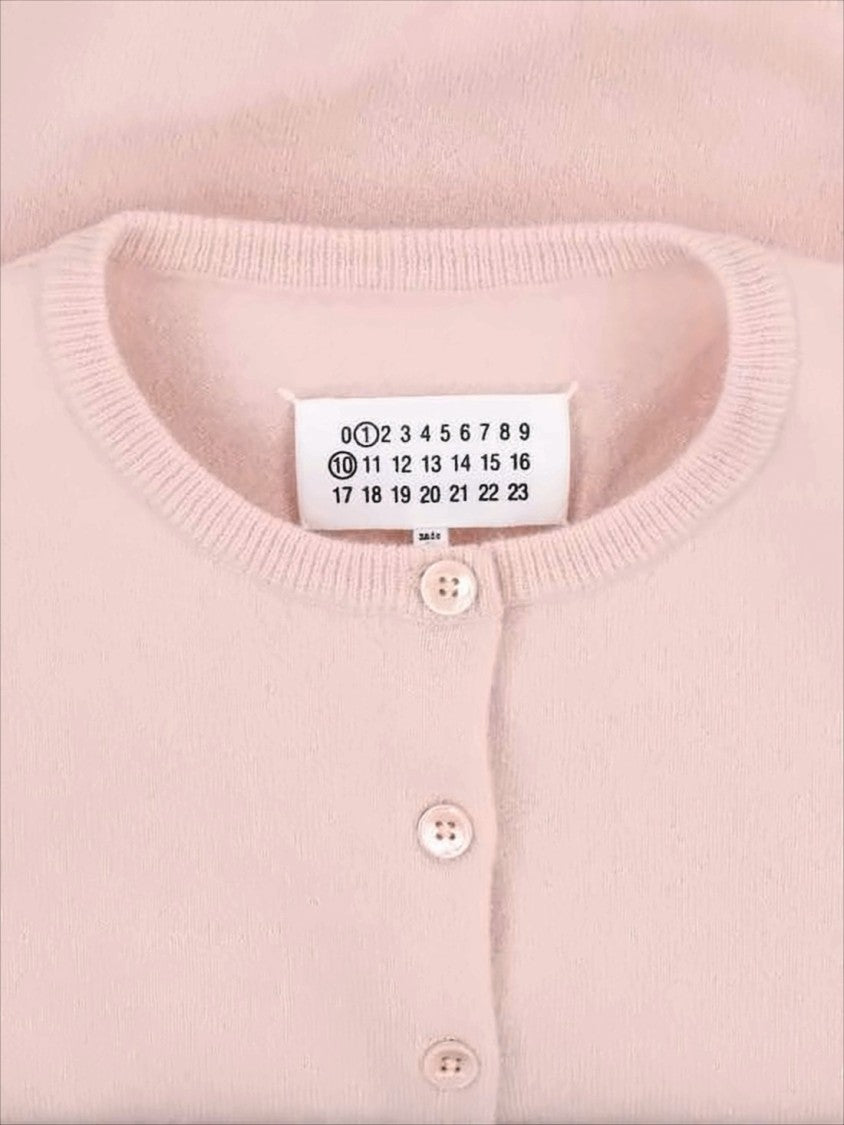 Maison Margiela Pastel Pink Wool Cardigan With Ribbed Cuffs