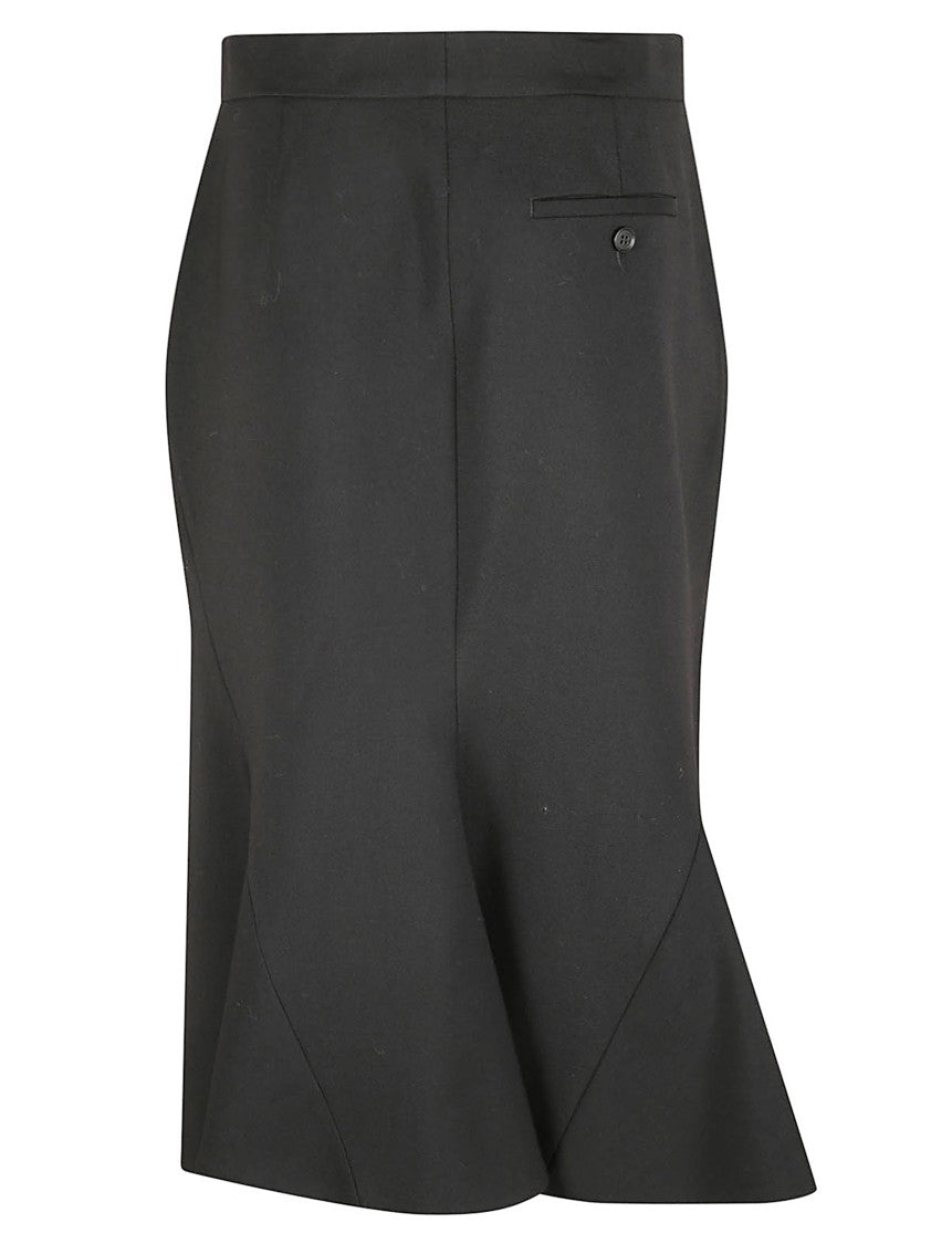 Alexander Mcqueen Tailored Black Wool Skirt With Front Slit