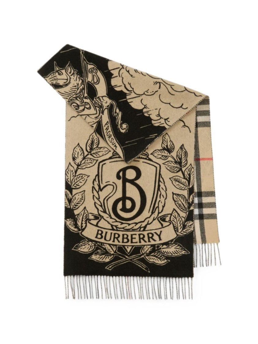 Burberry Multicolor Check Graphic Motif Cashmere Scarf