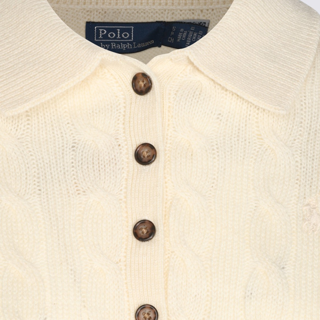Polo Ralph Lauren Textured Long-Sleeved Knit Top With Polo Collar And Button Placket