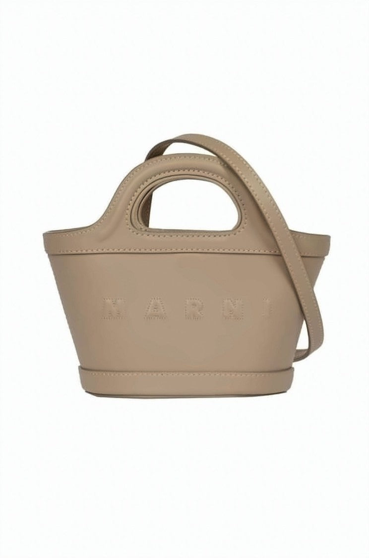 Marni Structured Calf Leather Tote Bag With Cotton Lining
