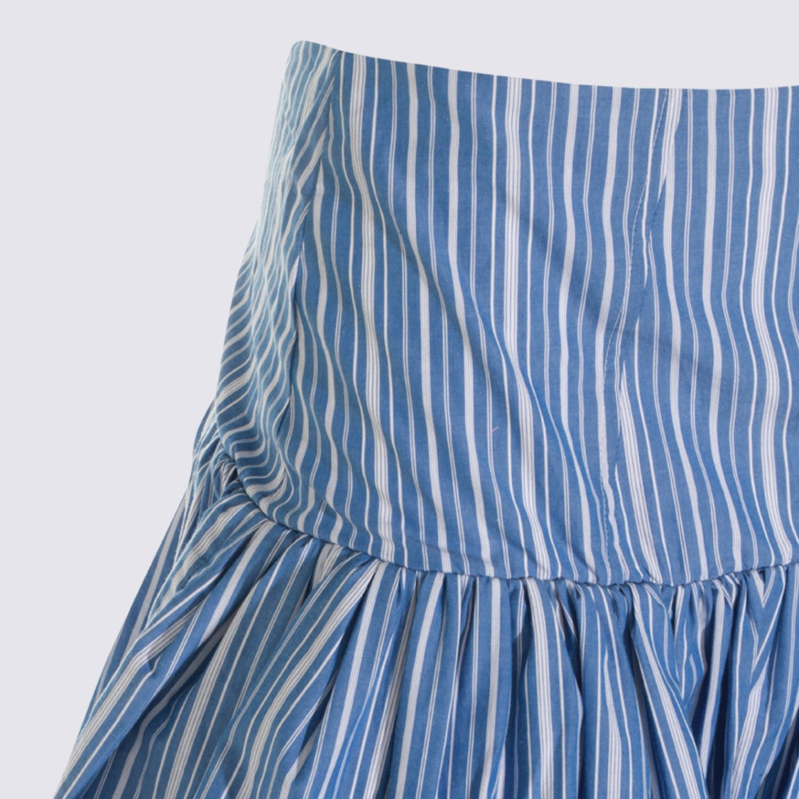 Ganni High-Waisted Striped Mini Skirt With Gathered Hem