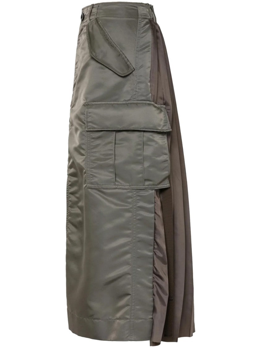 Sacai Twill Skirt In Subtle Beige With Clean Lines