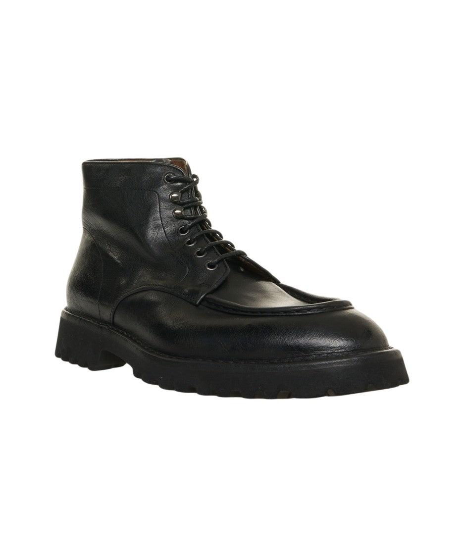 Green George Sculpted Sole Ankle Boots Crafted In Premium Leather