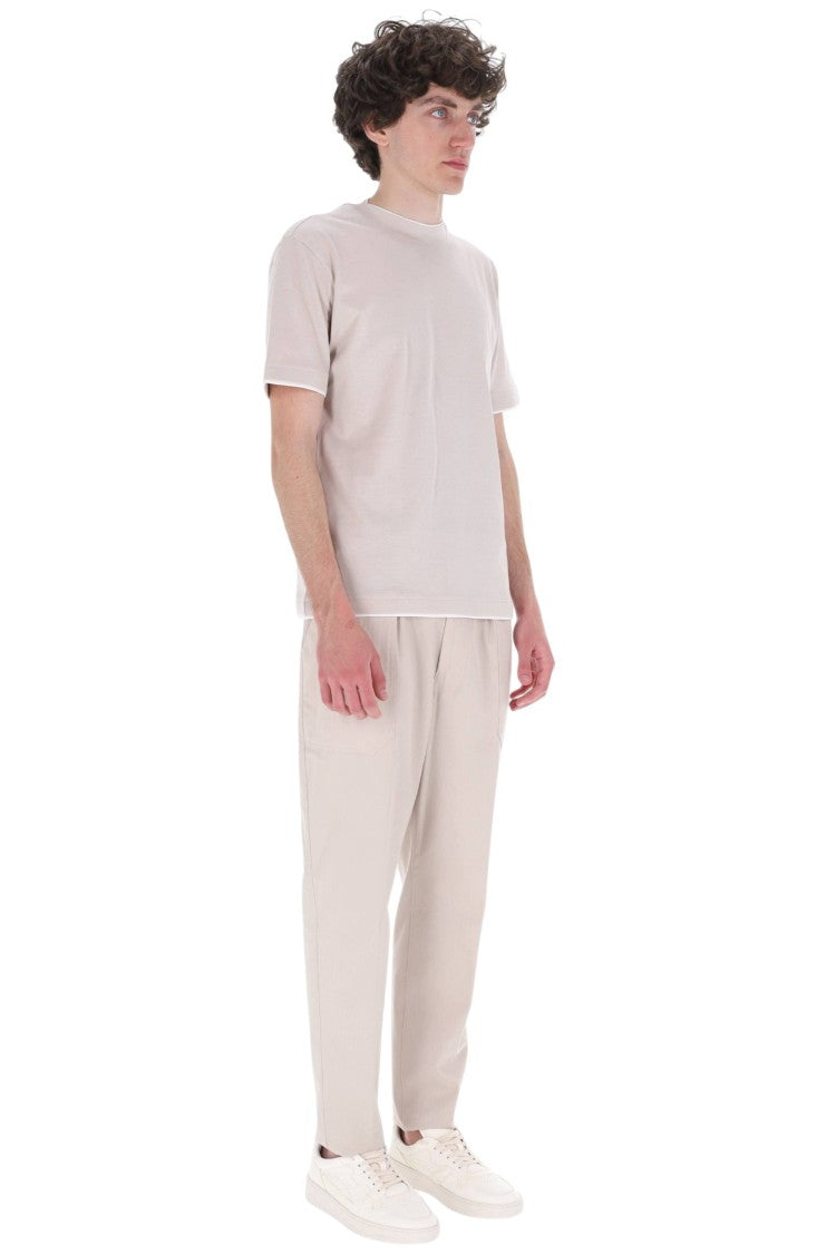 Eleventy Contrast Trim Giza Cotton T-Shirt