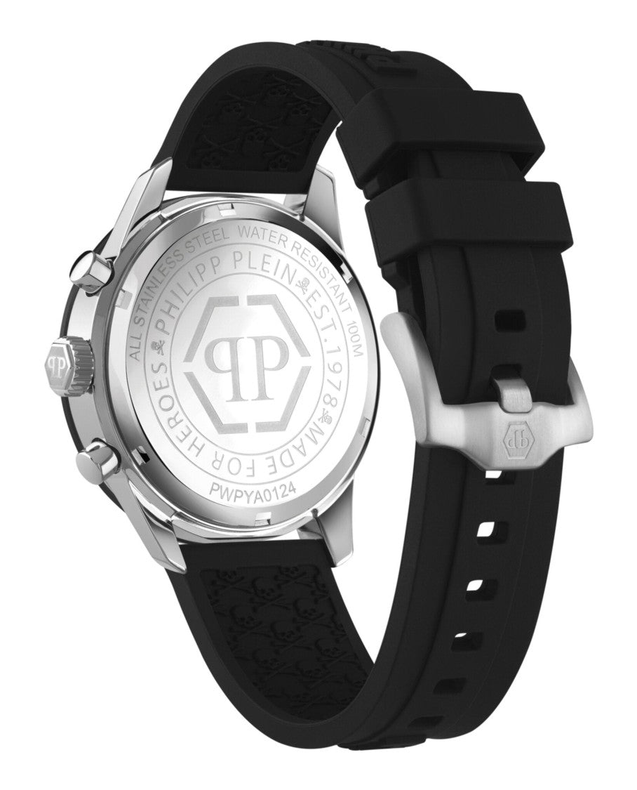 Philipp Plein Pleinmeter Chronograph Watch With Silver Guilloche Dial