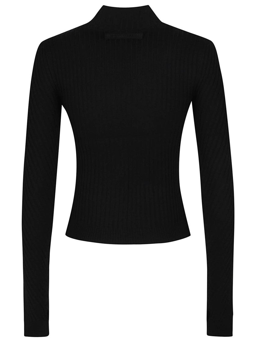 Victoria Beckham Black Georgia Fitted Merino Wool Turtleneck