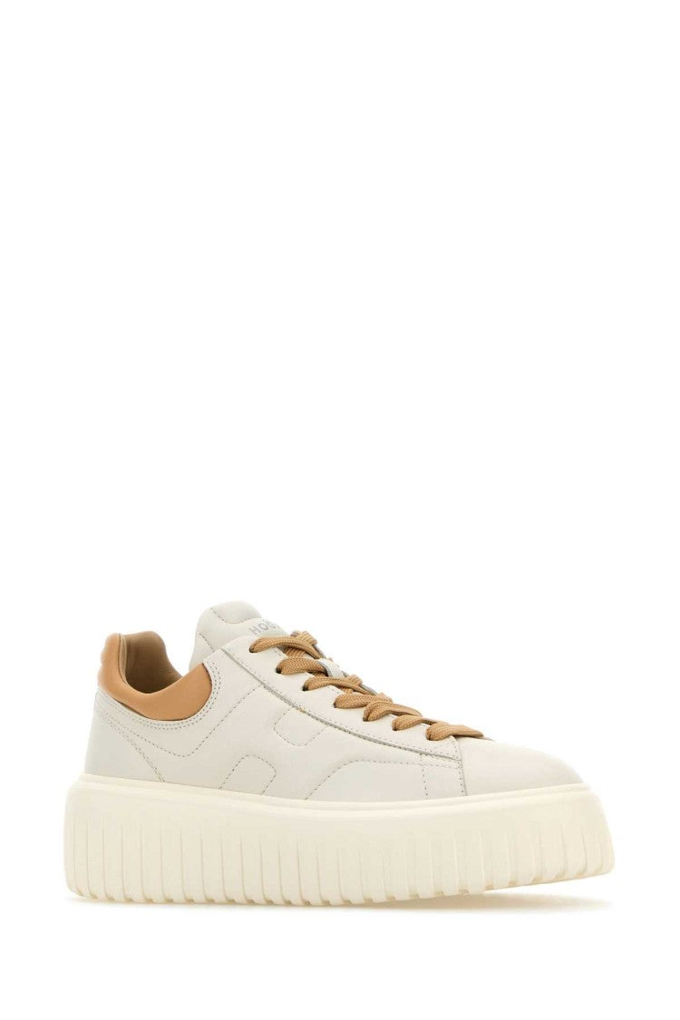 Hogan White Nappa Leather H-Stripes Sneakers