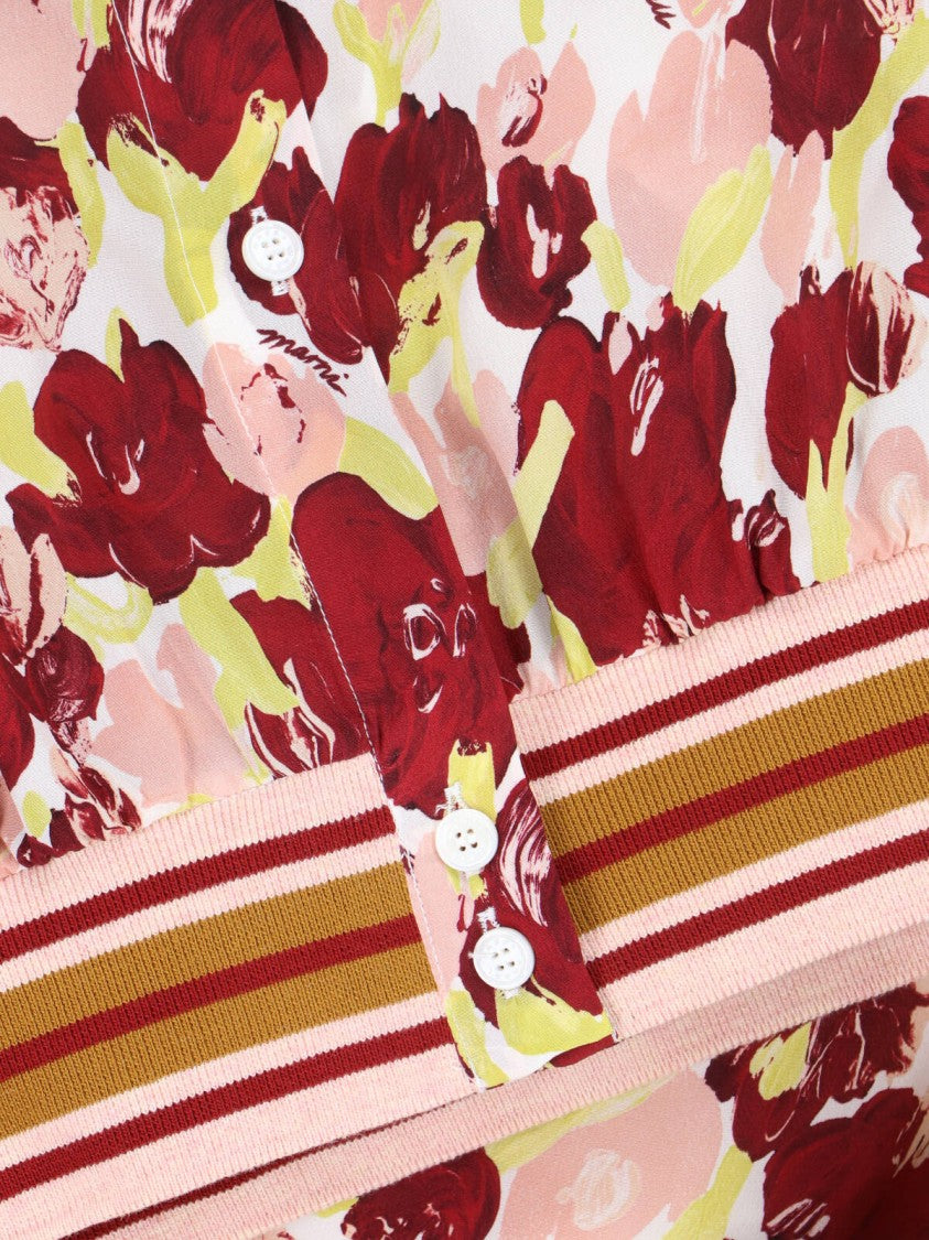 Marni Multicolor Floral Pattern Silk Shirt