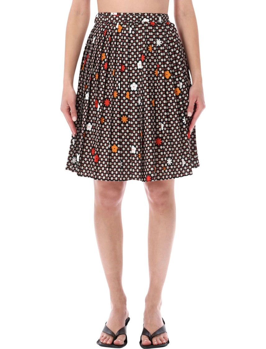 Mm6 By Maison Margiela Plitted Flower Flared Skirt