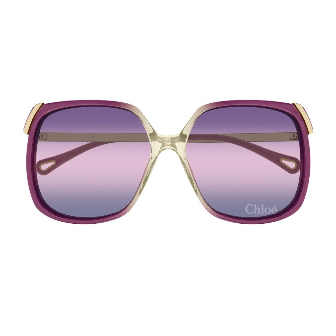 Chloé Burgundy Gold Violet Aly Ch0286s Recycled Acetate-Blend Square Sunglasses