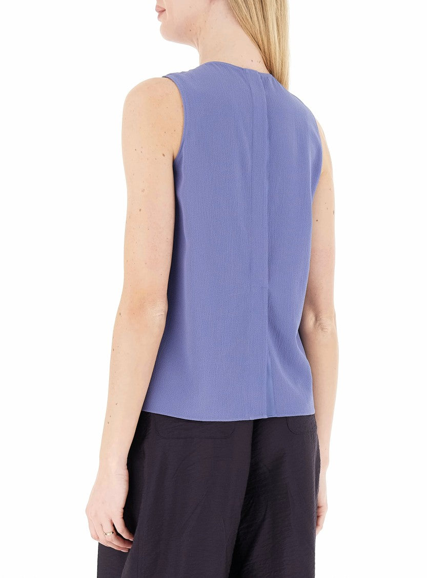 Emporio Armani Flowing Crepe Round Neck Sleeveless Top