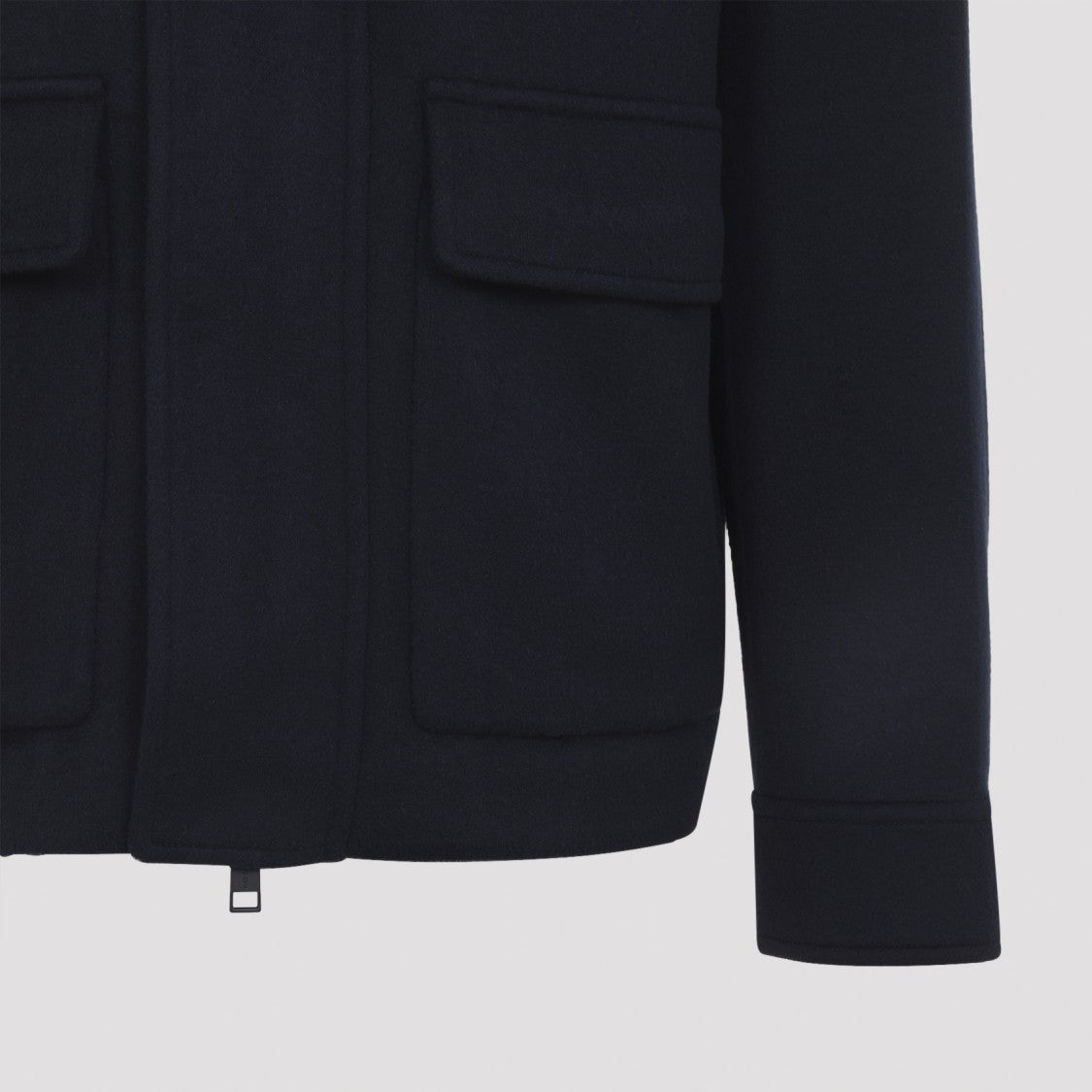 Yves Salomon Structured Black Leather Jacket With Plush Collar And Concealed Closure