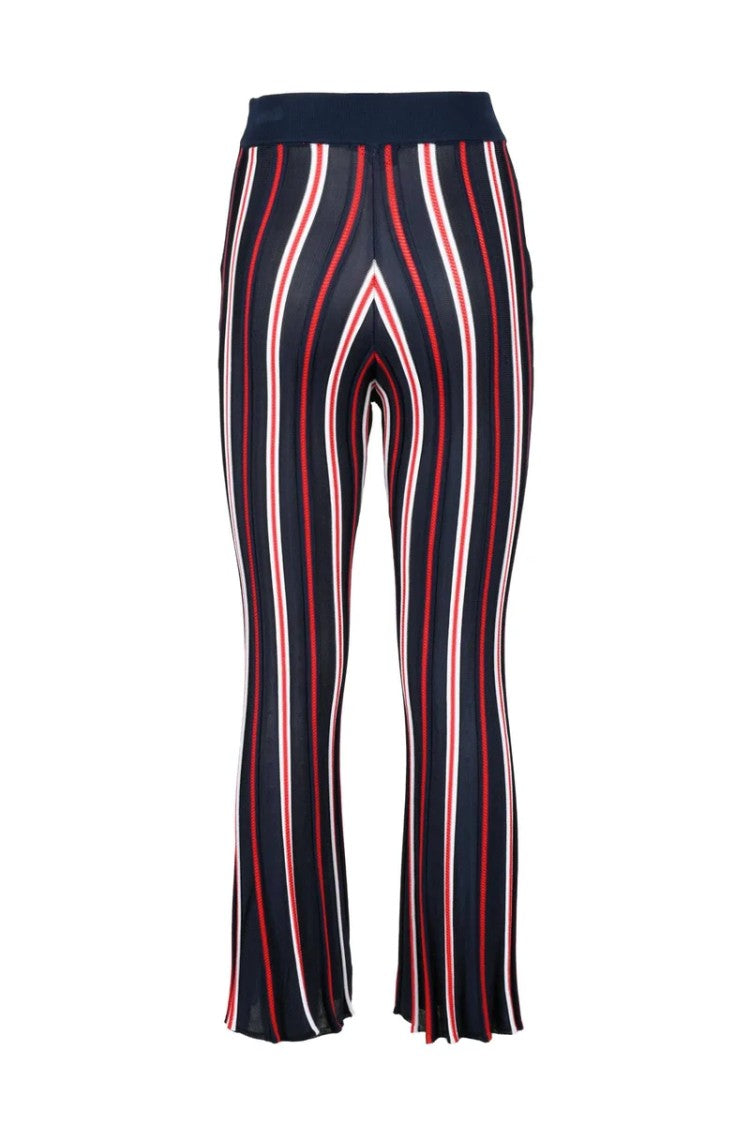 Elisabetta Franchi Knit Flare Trousers - Red/Blue