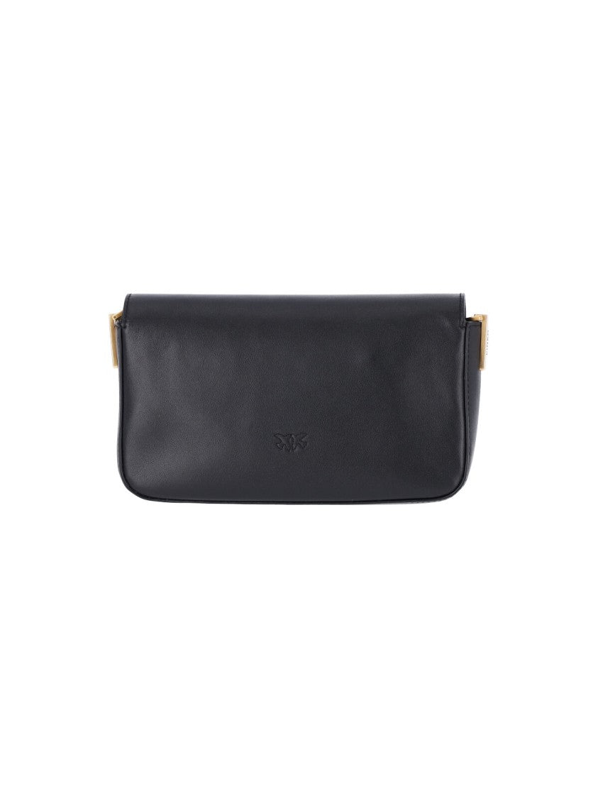 Pinko Black Love One Calfskin Shoulder Bag