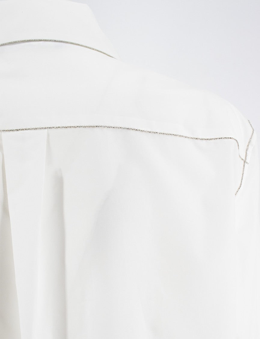 Fabiana Filippi Optical White Blouse With Diamond Thread Embroidery