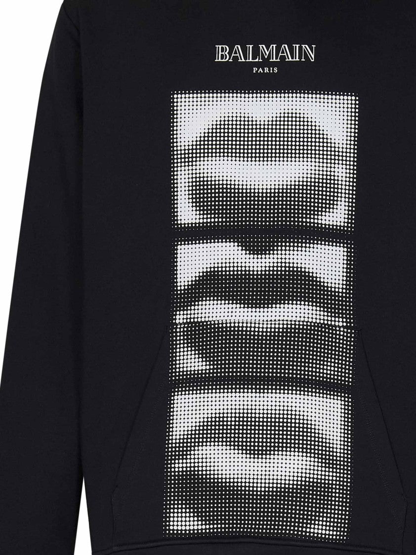 Balmain Black Bold Logo Print Hoodie