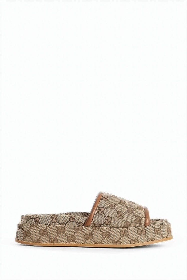 Gucci Monogram Canvas Slip-On Mules