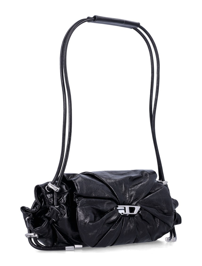 Diesel Sculptural Crinkled Leather Shoulder Bag With Adjustable Straps