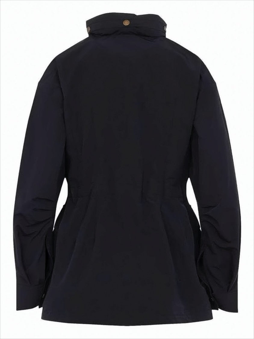 Moncler Tailored Black Jacket With High Collar And Flap Pockets