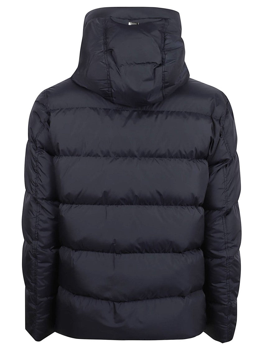Herno Navy Goose Down Padded Jacket With Classic Hood