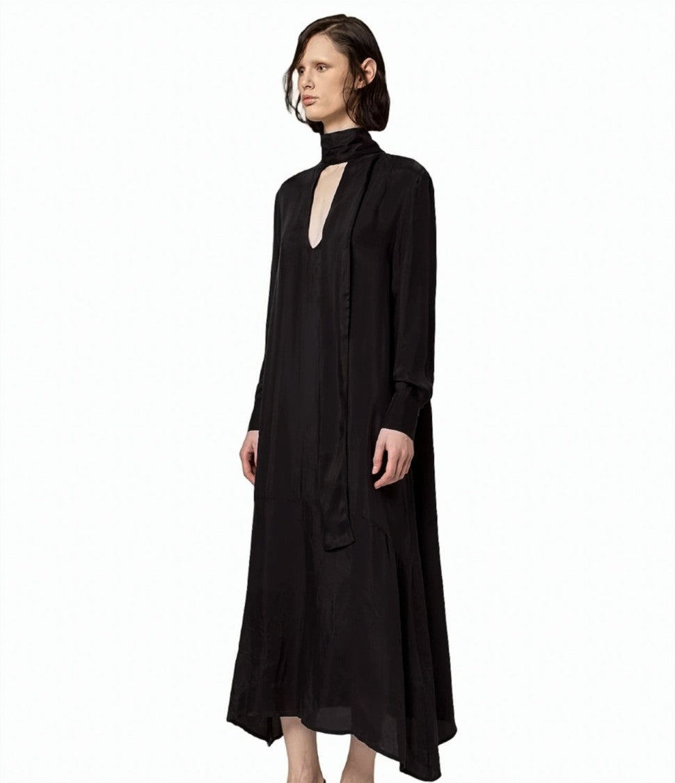 Alpha Studio Draped High-Neck Sleeveless Maxi Dress