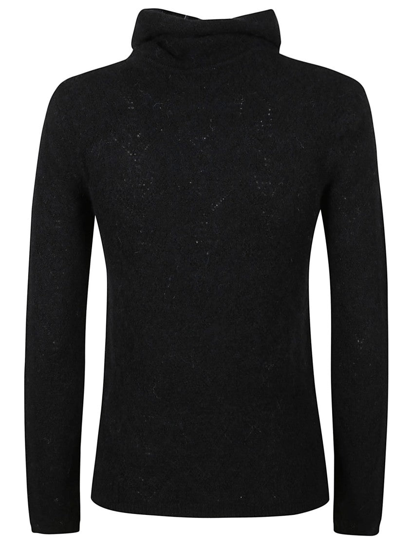 Parosh Long Sleeve Black Turtleneck Sweater