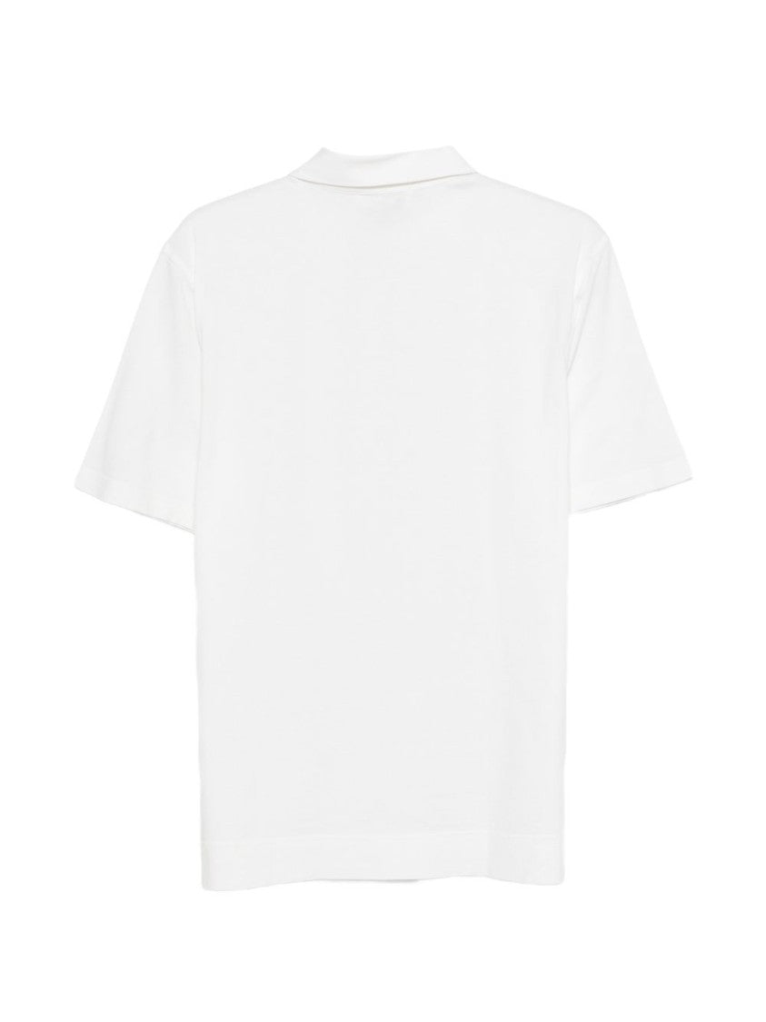 Lardini White Cotton Silk Blend Polo Shirt
