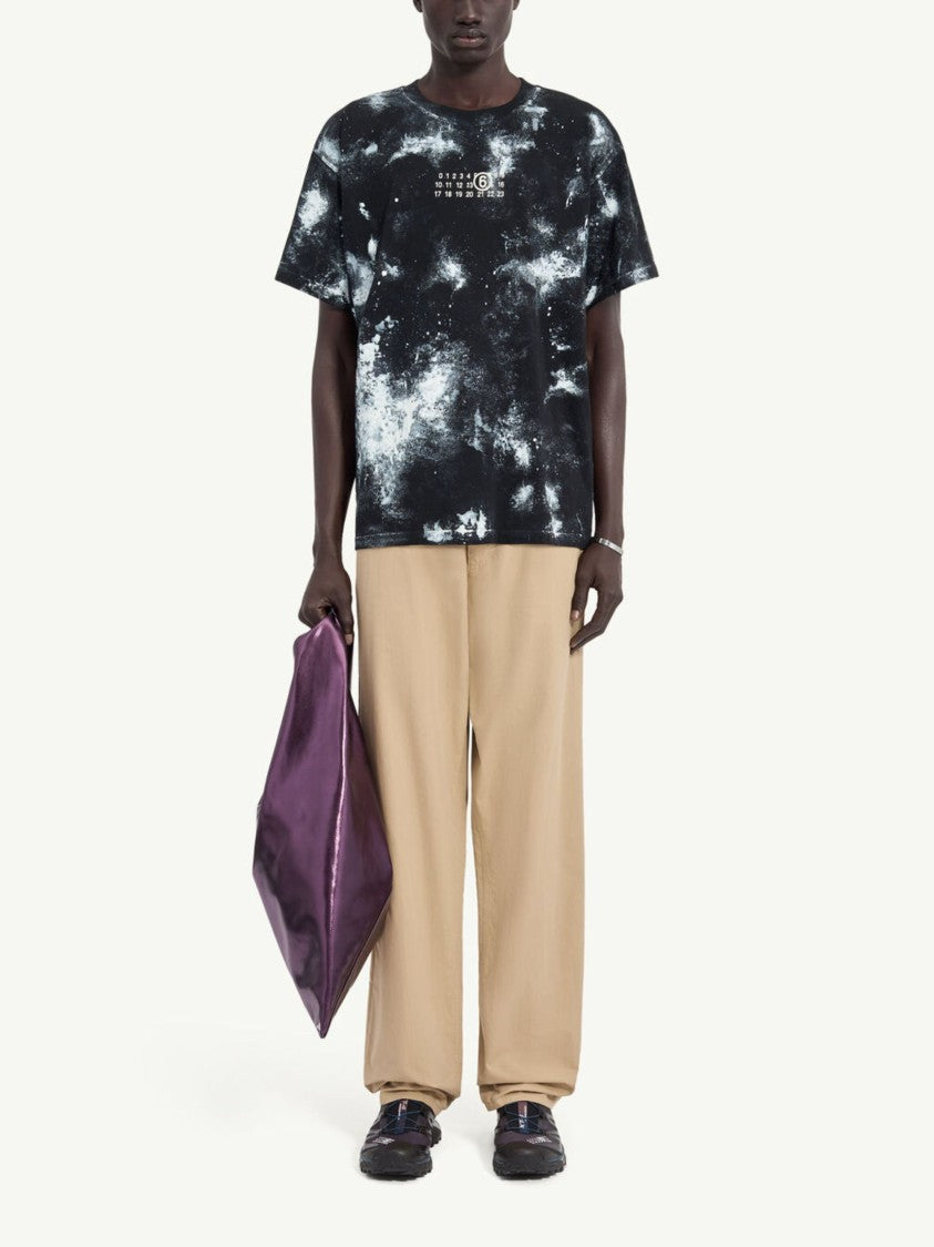Mm6 By Maison Margiela Black Irregular All-Over Paint Cotton T-Shirt