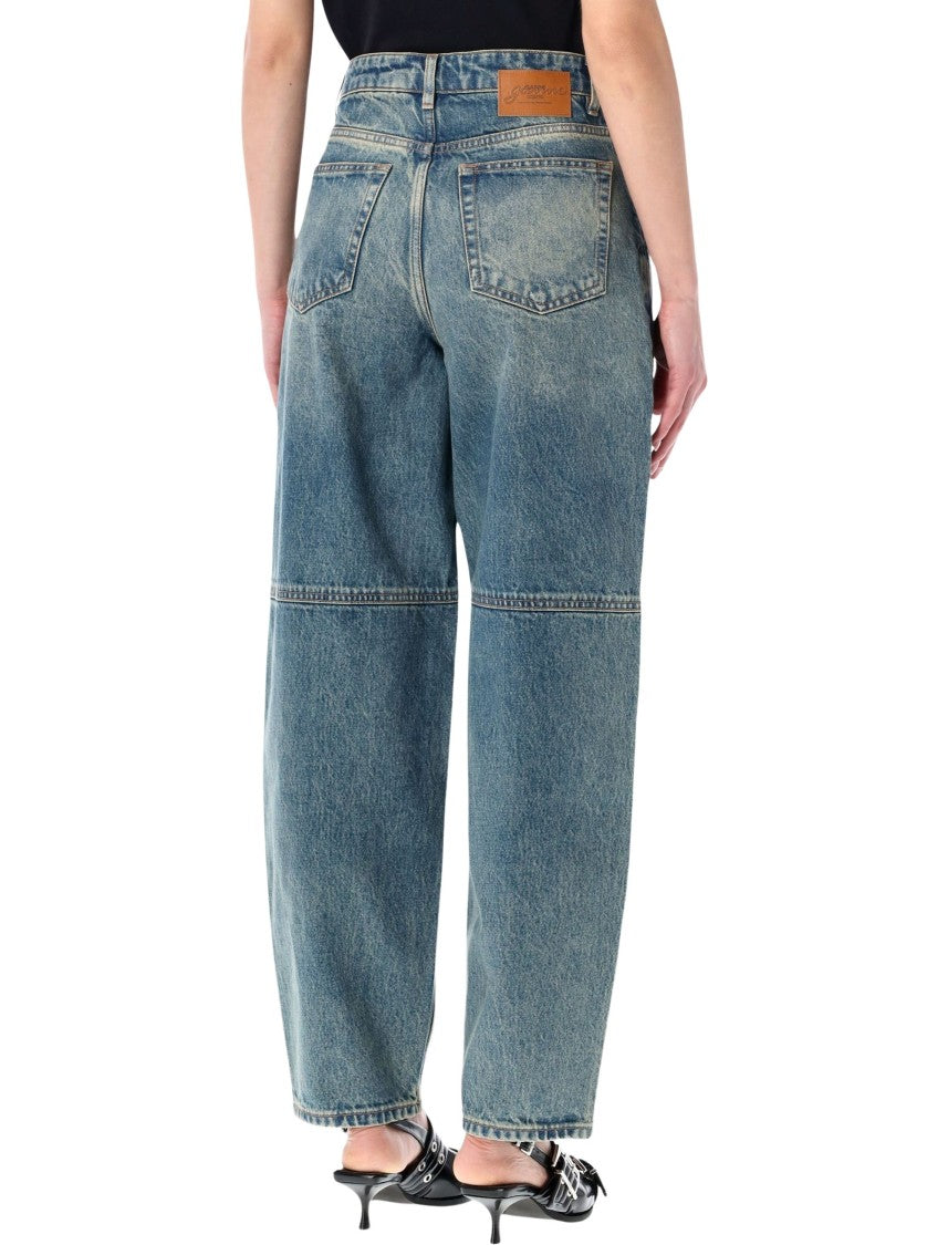 Ganni Rigid Denim Curved Seams Wide Jeans