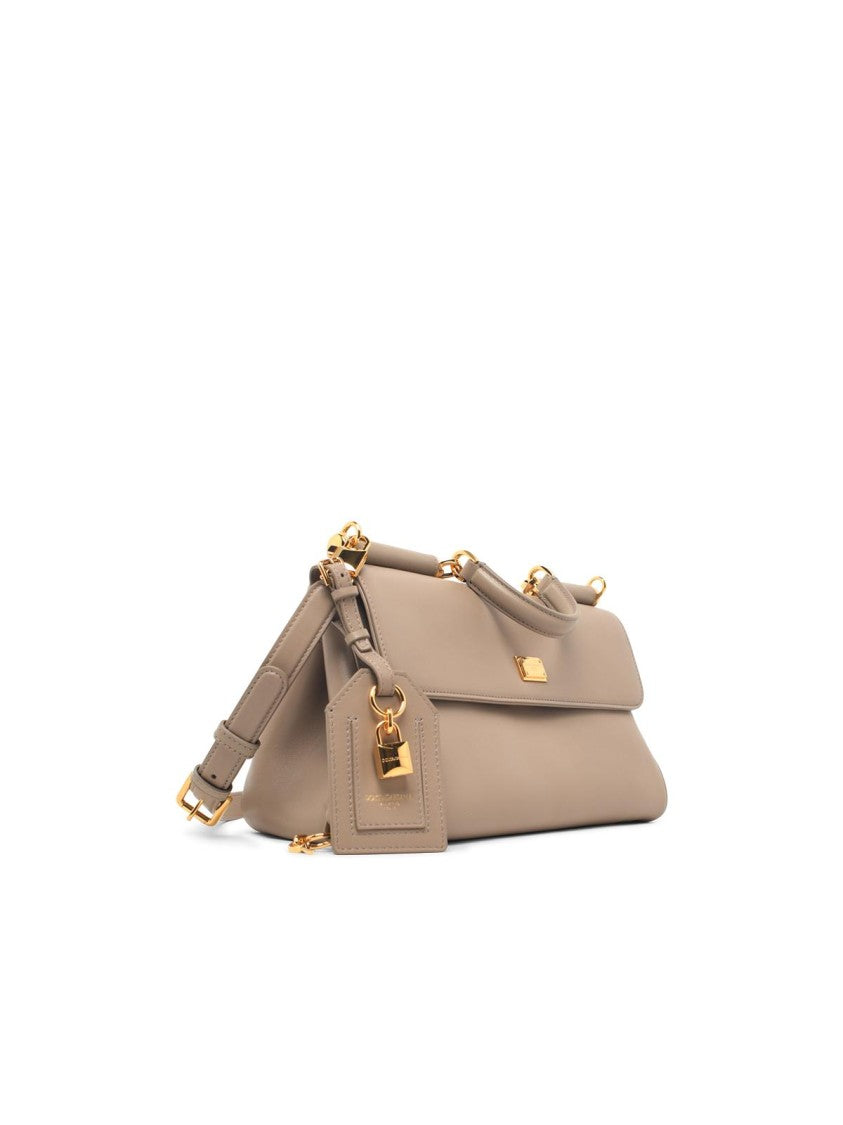 Dolce & Gabbana Beige My Sicily Calf Leather Shoulder Bag