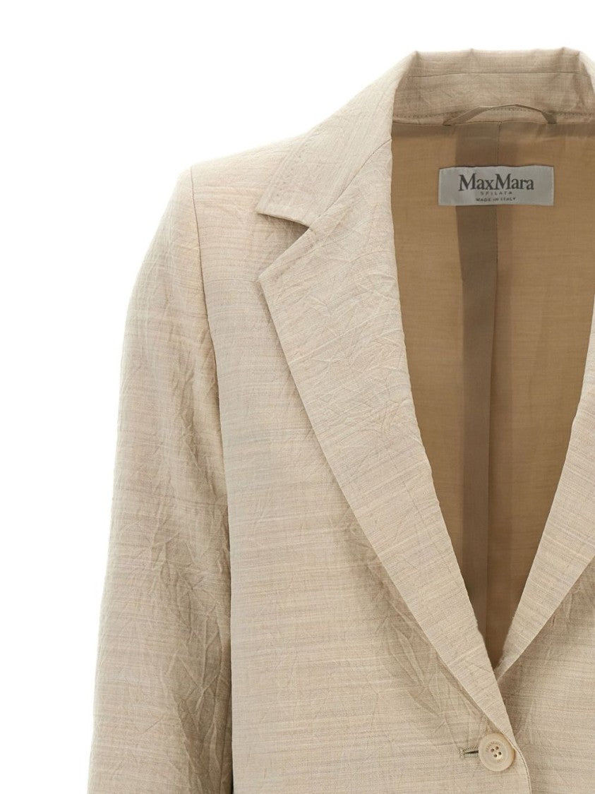Max Mara Structured Beige Cardigan With Shoulder Pads