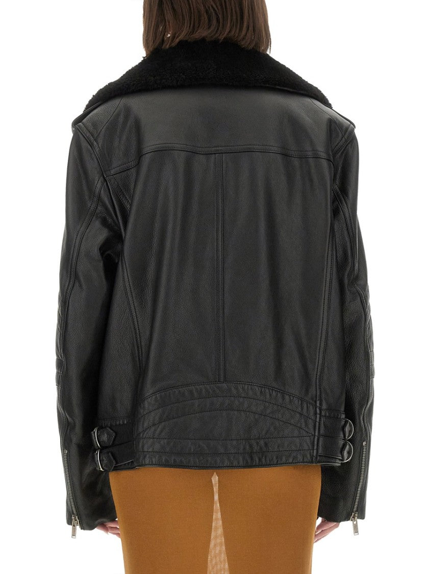 Saint Laurent Asymmetrical Zip Leather Biker Jacket