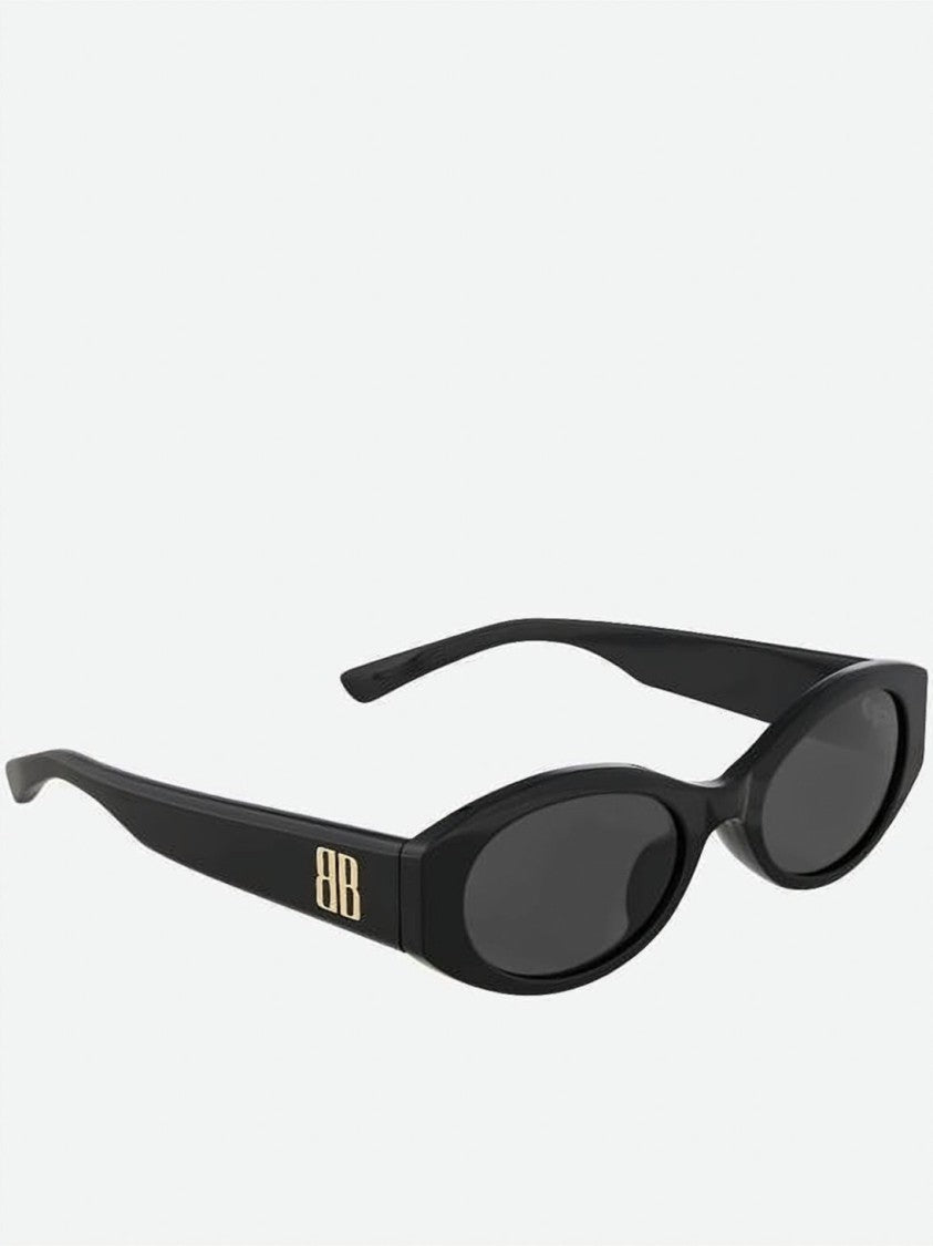 Balenciaga Rectangular Black Acetate Sunglasses With Bold Branding