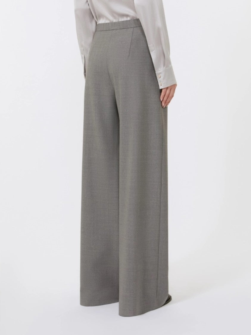 Max Mara Wide-Leg Trousers In Mid-Grey Virgin Wool Blend