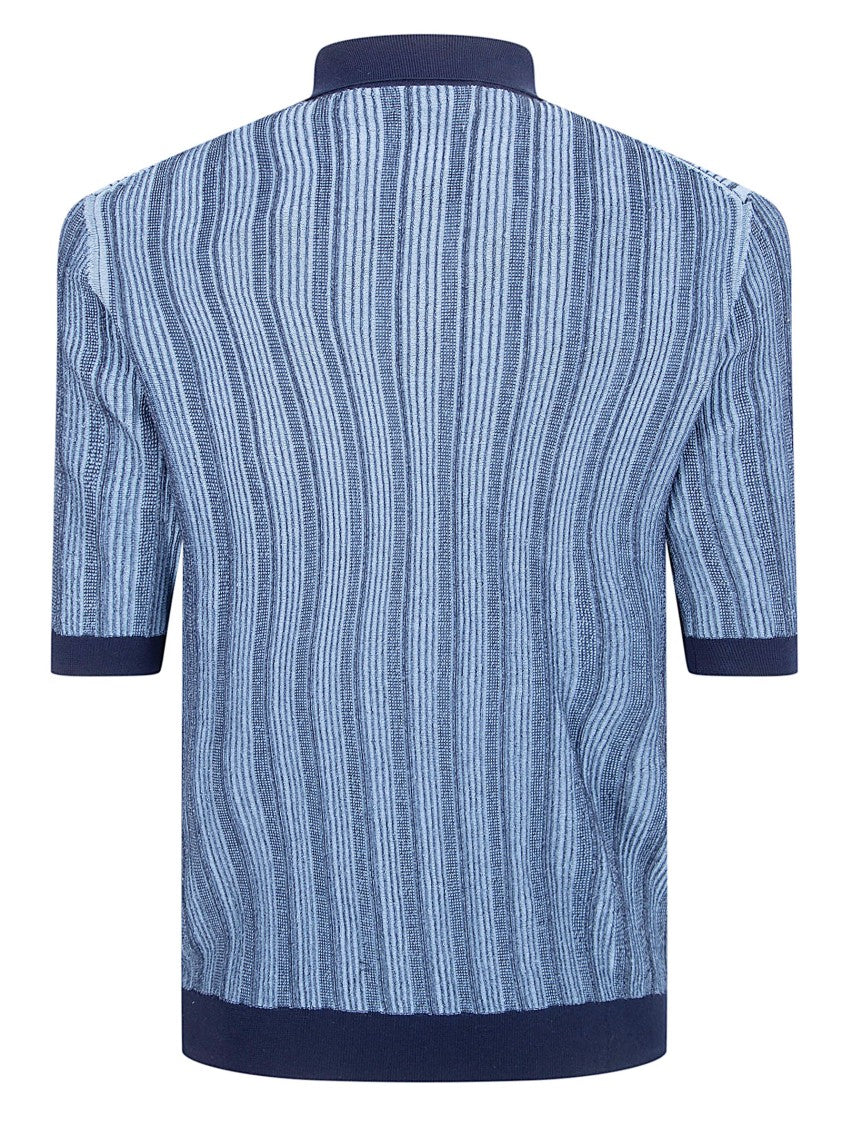 Ballantyne Textured Stripe Polo Shirt With Chest Pocket Detail