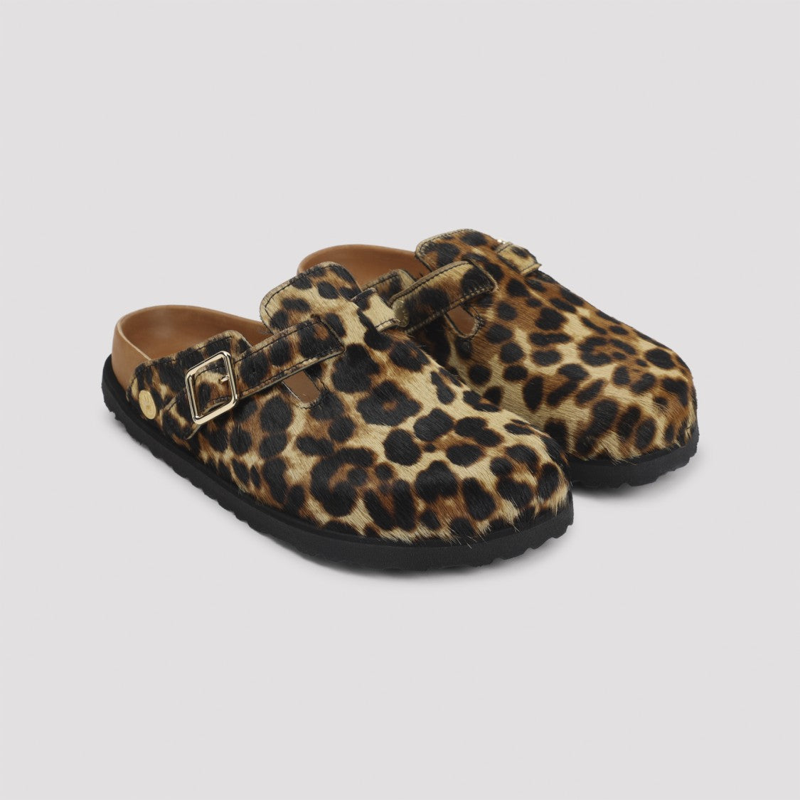 Birkenstock 1774 Boston Leopard Calf Hair Mules
