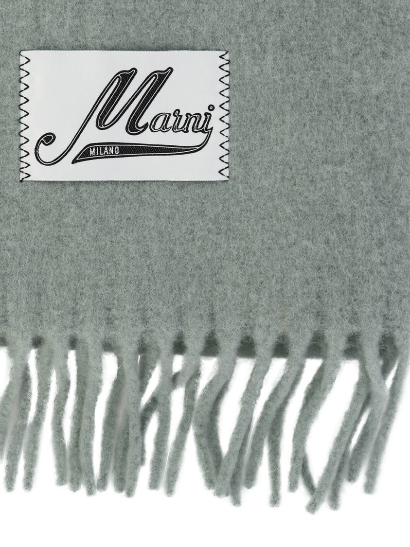 Marni Brushed Alpaca Scarf With Fringed Ends