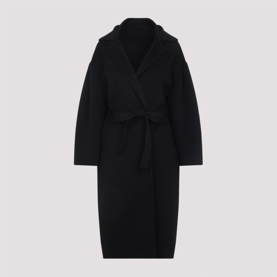 Alberta Ferretti Long Black Wool-Cashmere Blend Coat