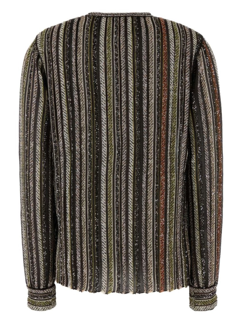 Missoni Multicolour Herringbone Striped Sweater With Sequins