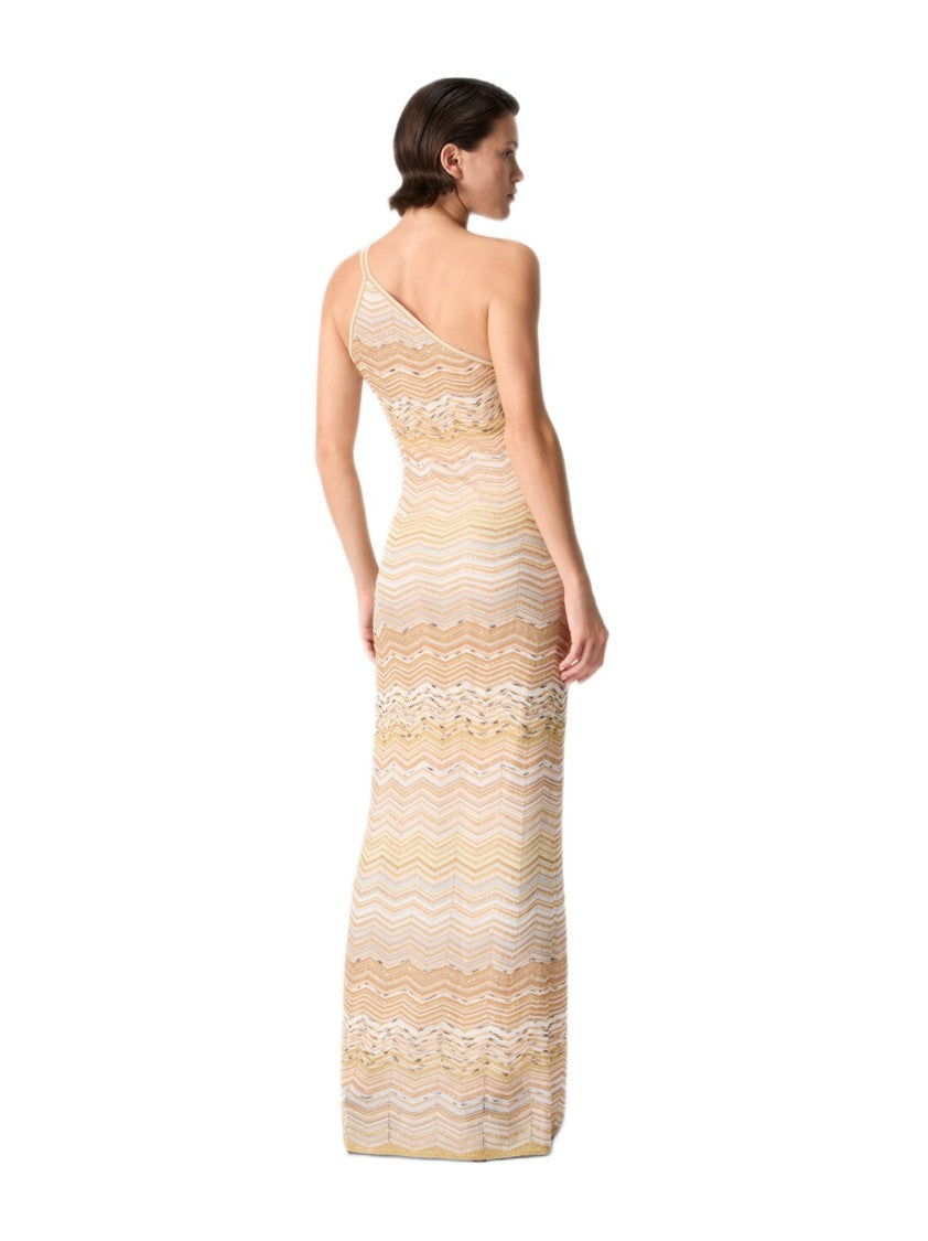 Missoni One-Shoulder Maxi Dress In Shimmering Chevron Design
