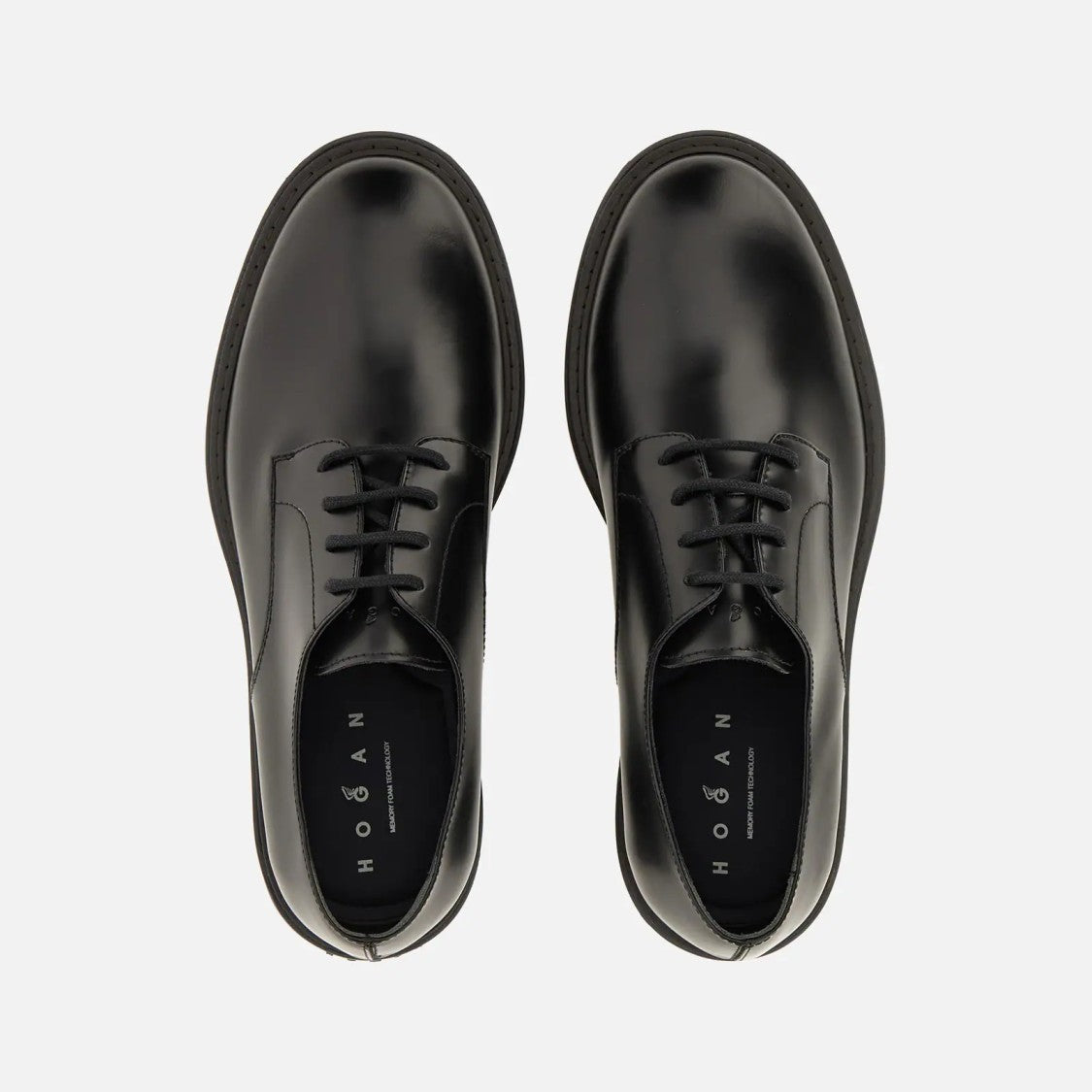 Hogan H704 Derby Lace-Up Shoes In Black Calfskin