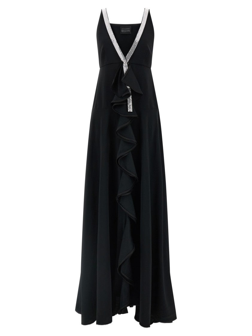 Giovanni Bedin V-Neck Maxi Dress With Front Ruffles