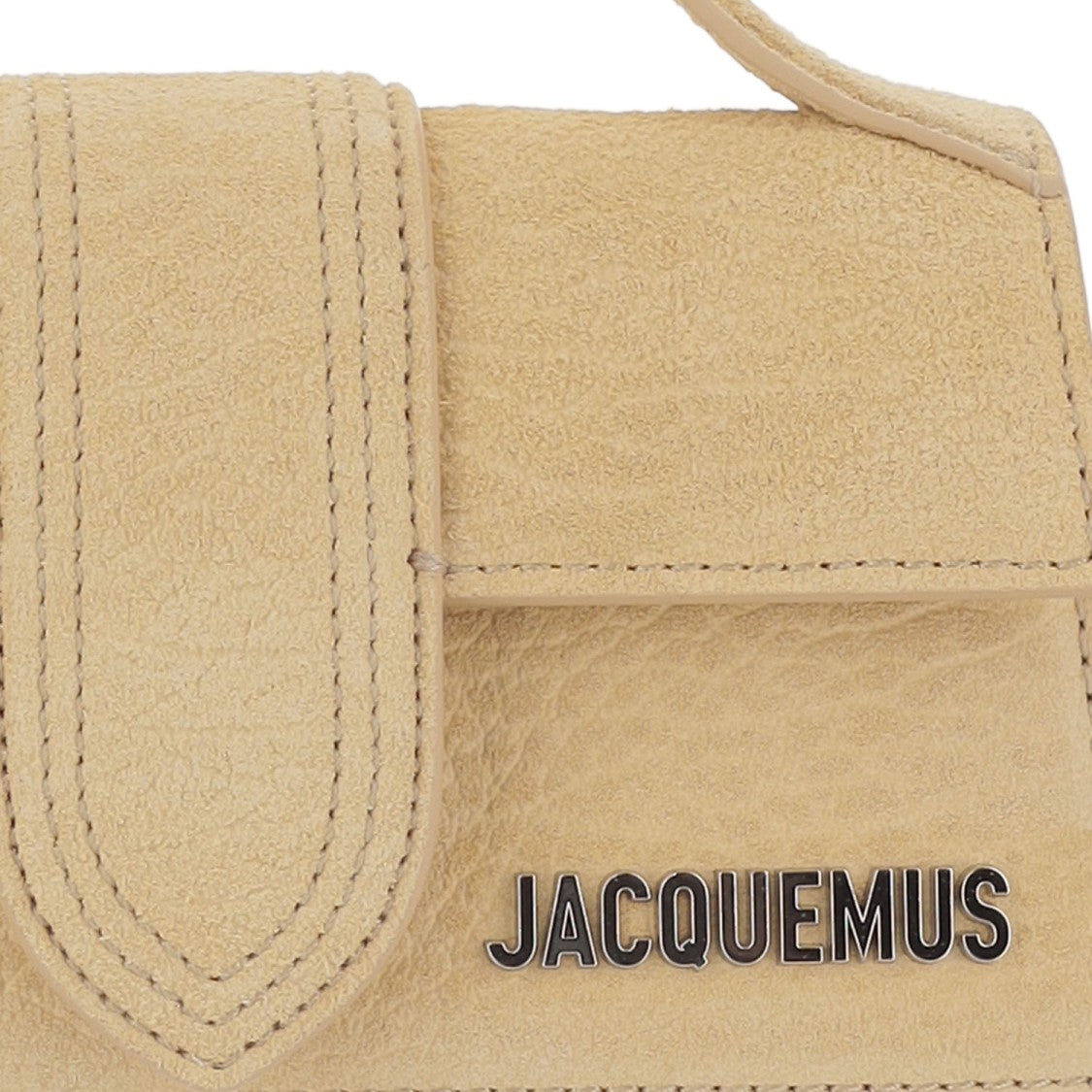 Jacquemus Compact Rectangular Suede Bag With Adjustable Strap And Gold Hardware