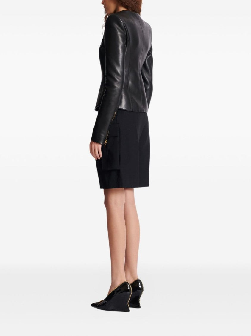 Balmain Fitted Black Leather Jacket